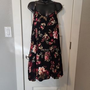 Cute Short Black Floral Summer Dress XL